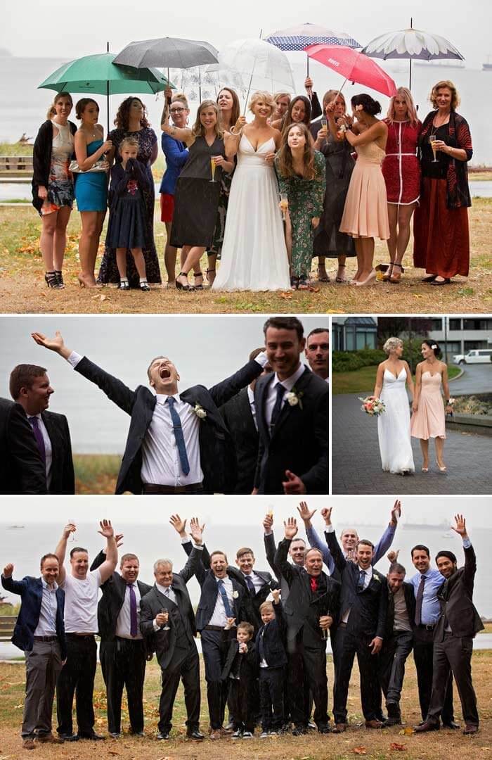 Gäste der Regenschirm Hochzeit